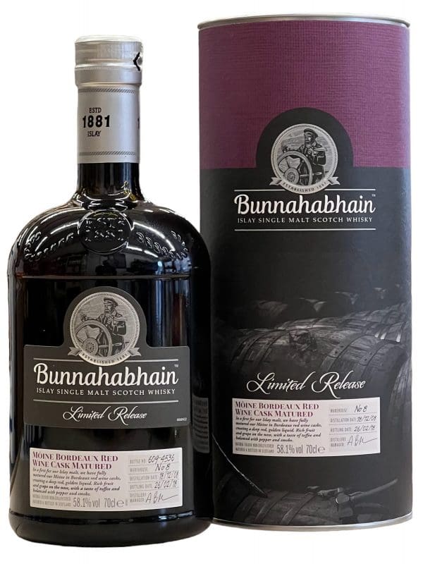 BUNNAHABHAIN DISTILLERY Moine Bordeaux Red Wine Cask 58.1% abv 70cl