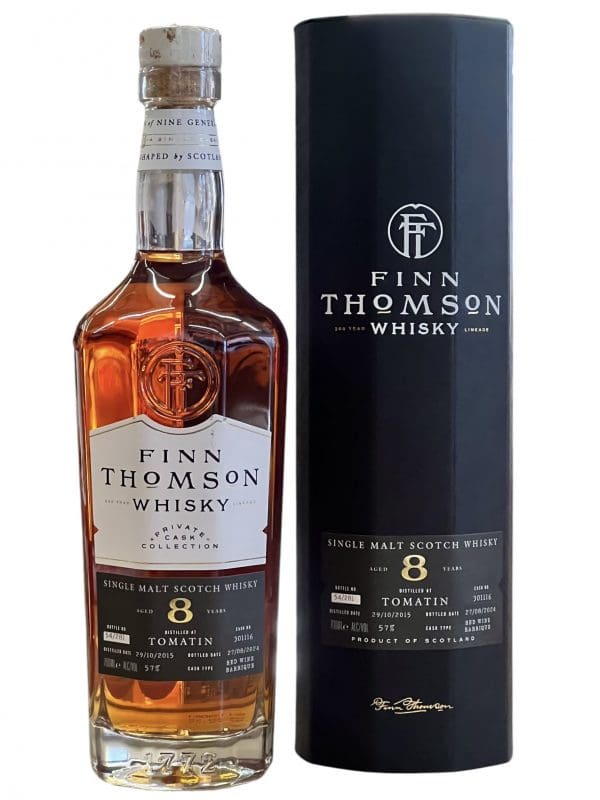 TOMATIN DISTILLERY 8yo Finn Thomson Whisky 2015 Red Wine Barique 57% abv