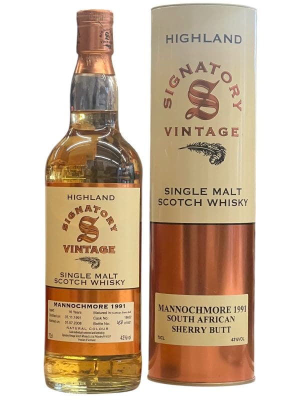 MANNOCHMORE DISTILLERY Signatory Vintage 16yo 1991 43% abv 70cl